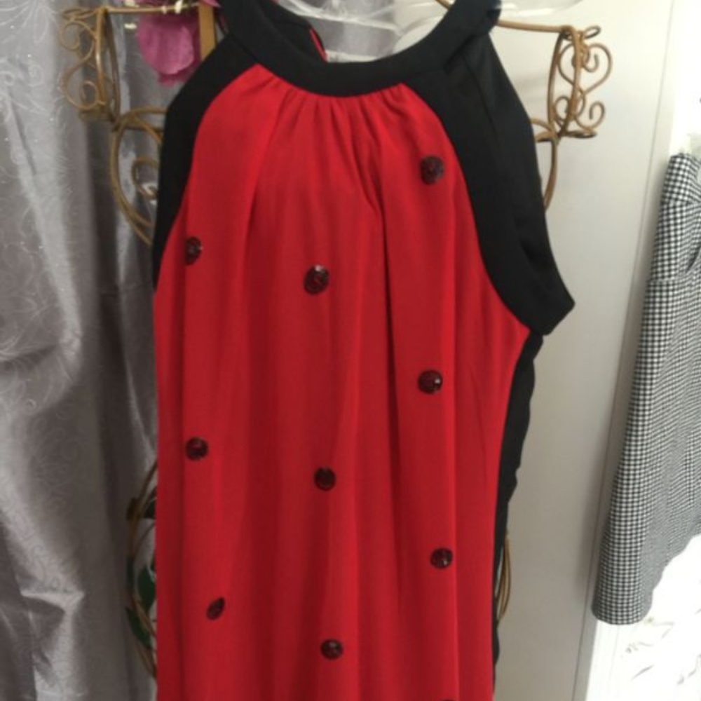 ASIAN Red chiffon Sequin black cinnabar's Vintage